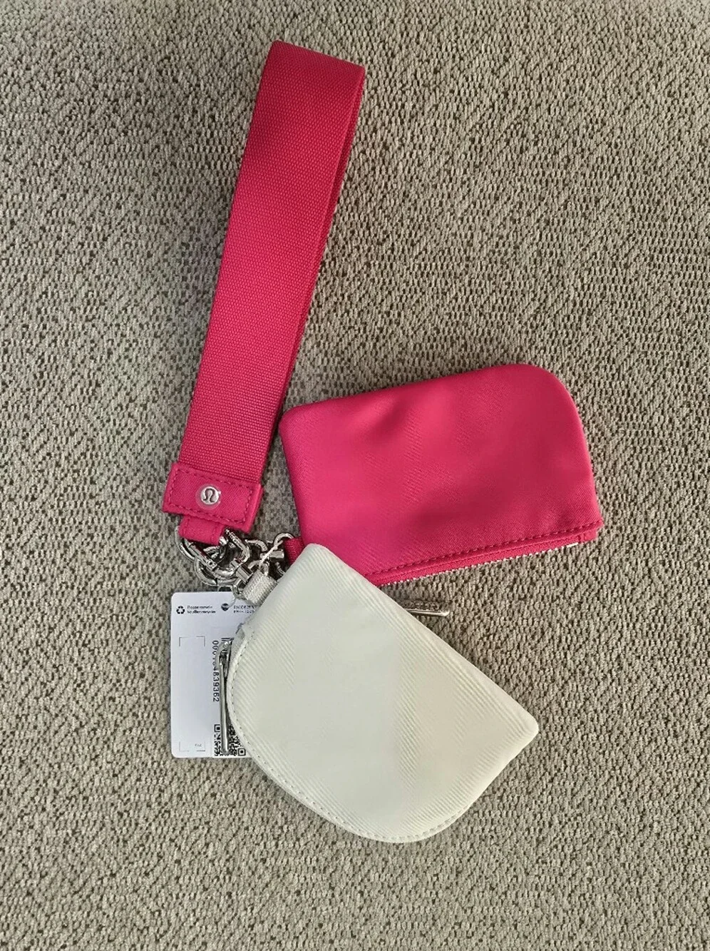 Lululemon PSNT/Bone Pink Off White Dual Pouch Wristlet